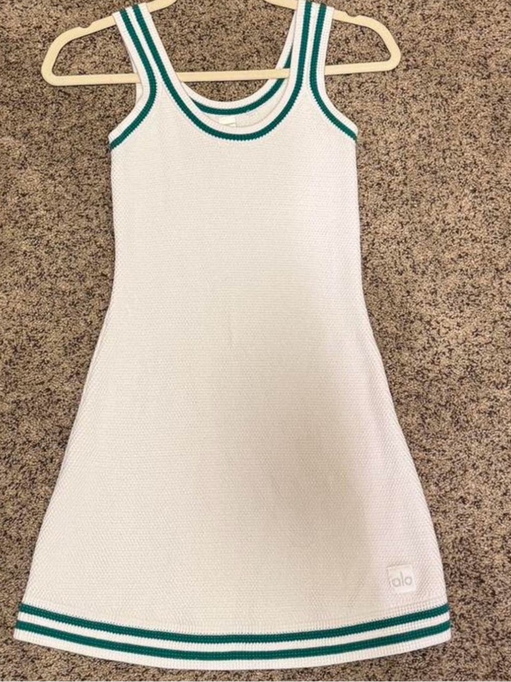 Alo yoga tennis club sweater knit dress - green/white - women’s XS